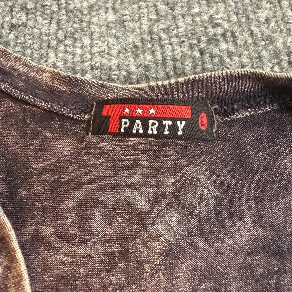 T-Party Studded Acid Wash Open Front Racerback Vest Purple Gray Size Large